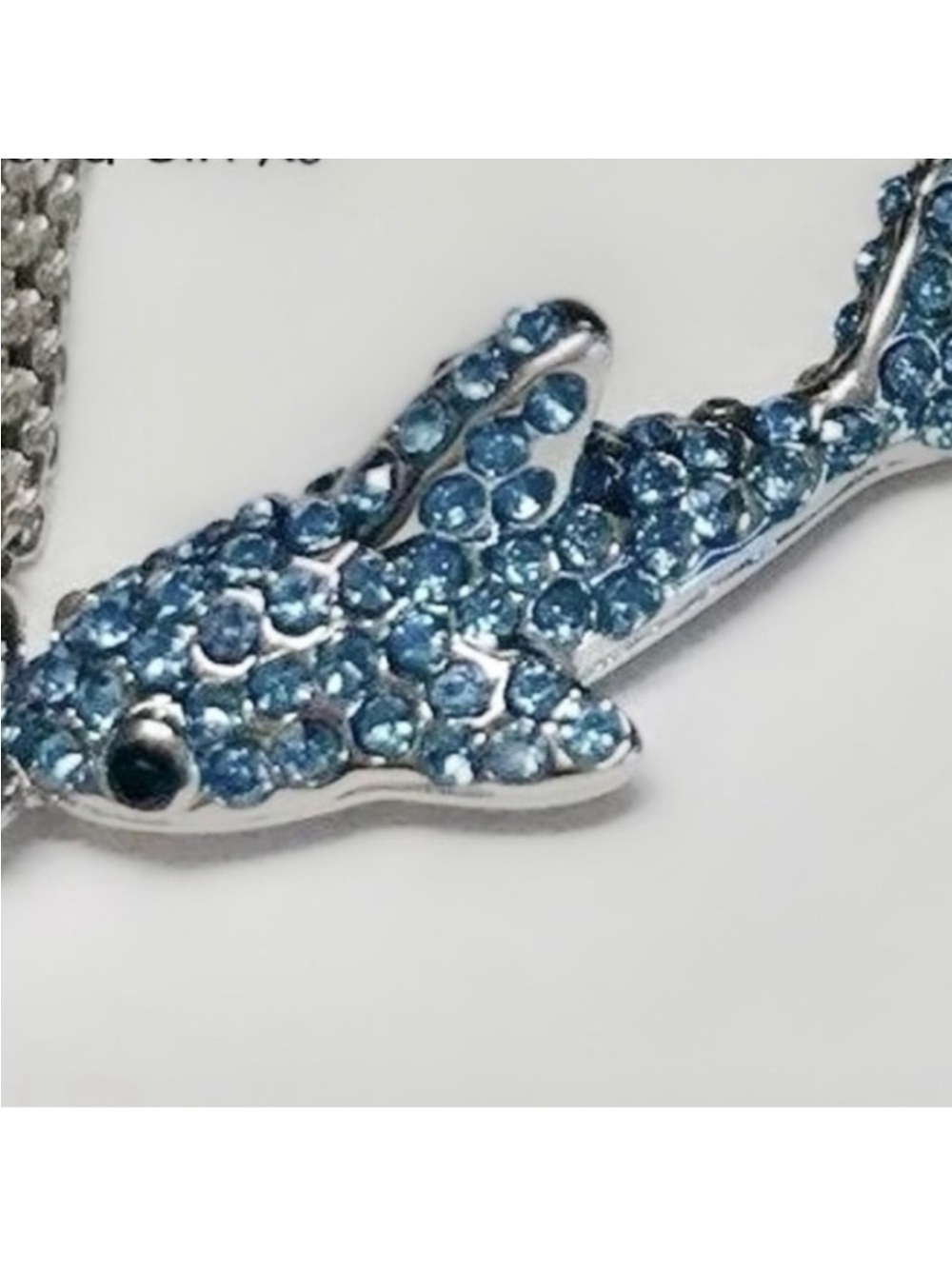 Kate Spade Pave Shark Whale Dolphin Blue Crystal Pendant Necklace NEW $109